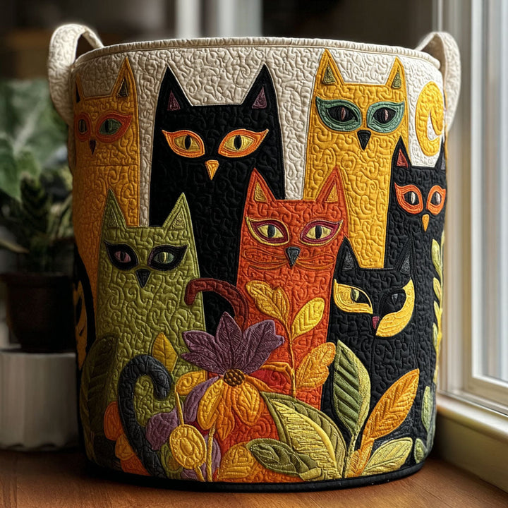Quilted laundry basket with cats NCU0PTT2517