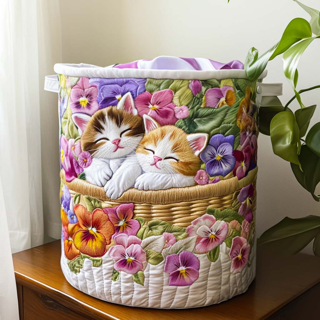 Quilted laundry basket with cats NCU0NNT1332