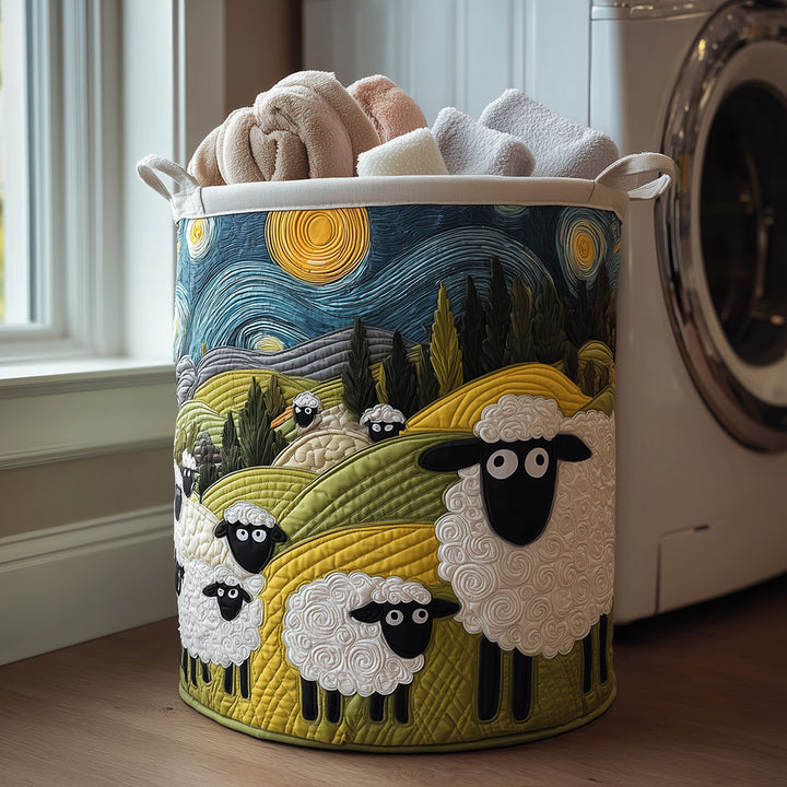 Quilted laundry basket with little sheep NCU0TH3026