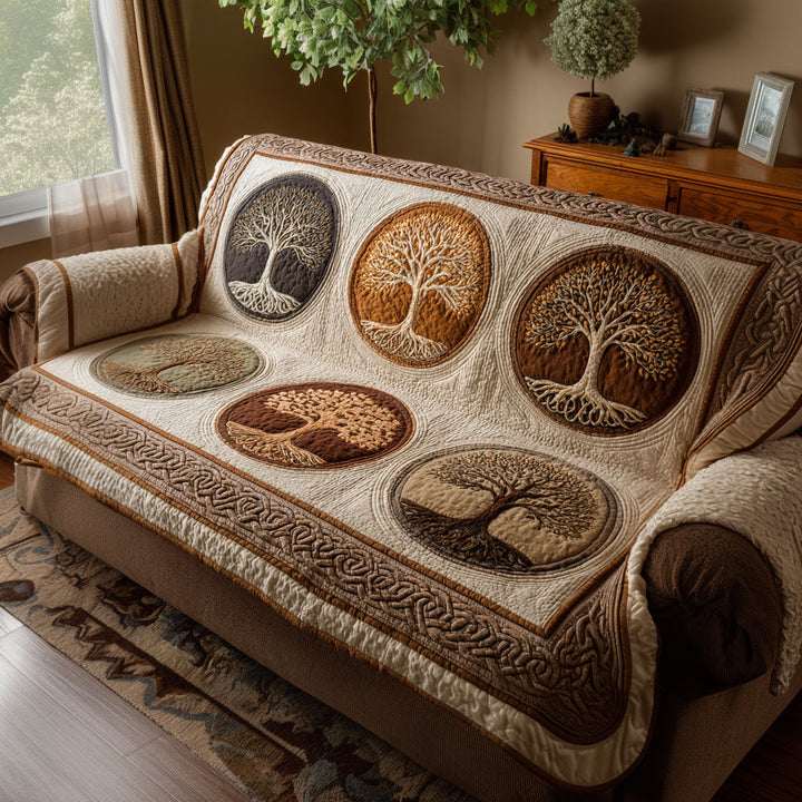 Quilted sofa cover with tree of life NCU0VT364