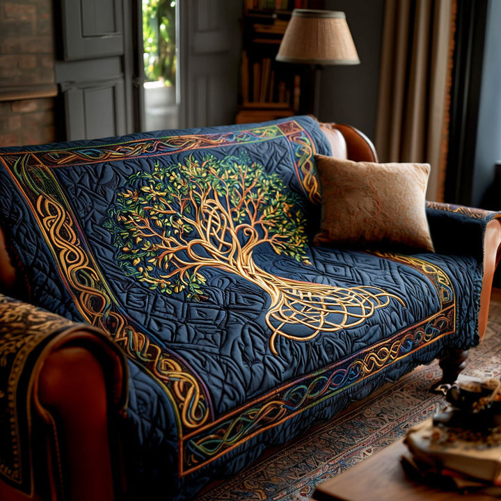 Quilted sofa cover with tree of life NCU0VT364