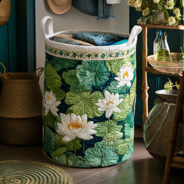Quilted laundry basket with delicate lilies NCU0NTV032