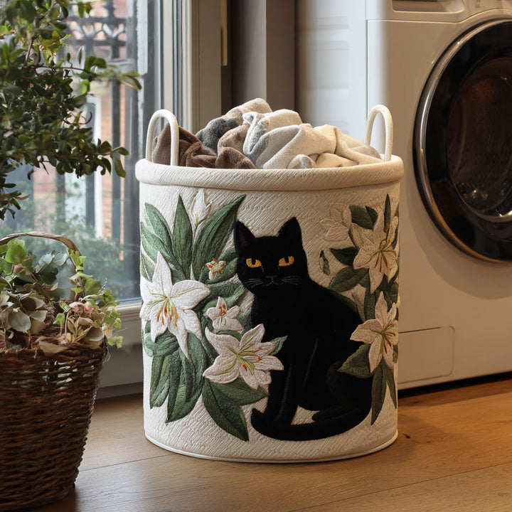 Quilted laundry basket with delicate lilies NCU0PVL531