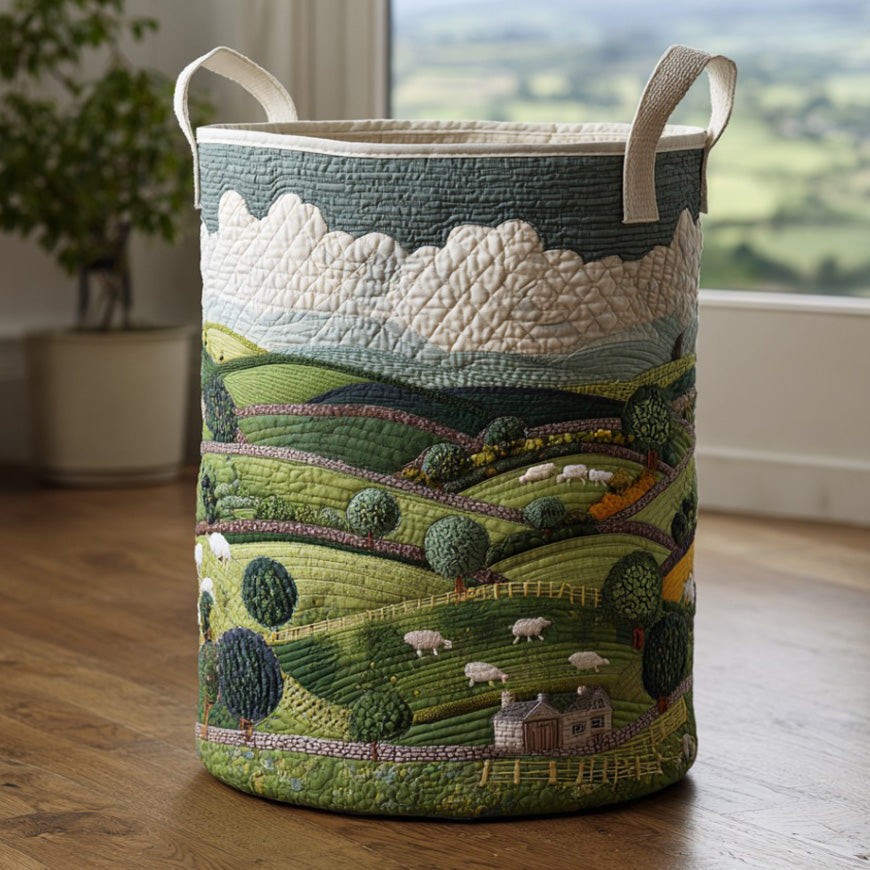 Quilted laundry basket with little sheep NCU0DV808