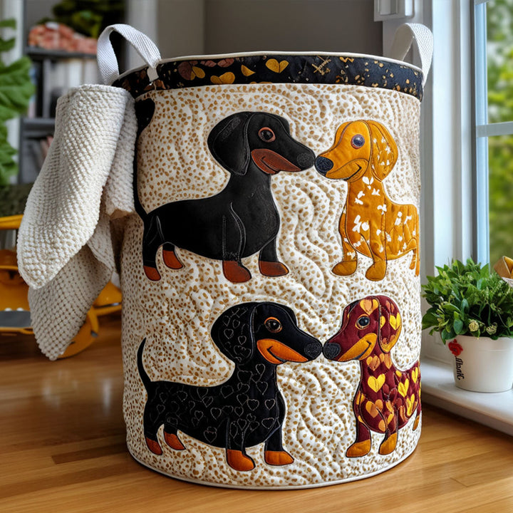 Quilted laundry basket with cute dachshund NCU0PTT1238