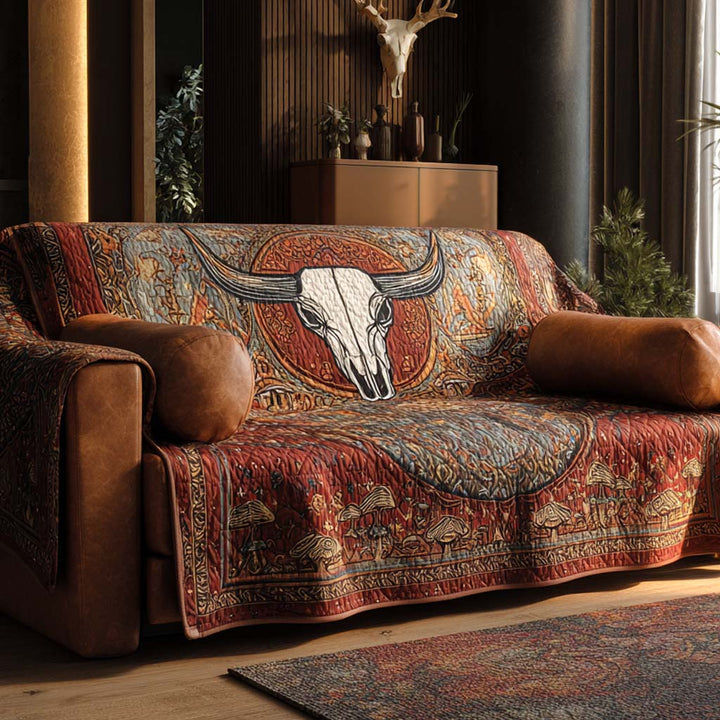Quilted sofa cover with Texas bull NCU0XD2204