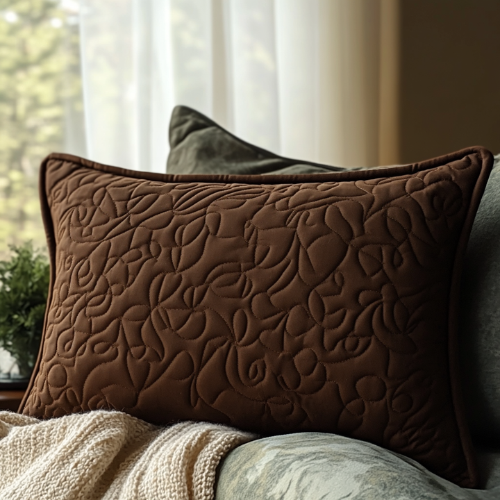 Quilted cushion cover in earth brown NCU0DV4741