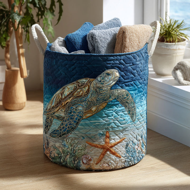 Quilted laundry basket with marine pattern NCU0PTT905