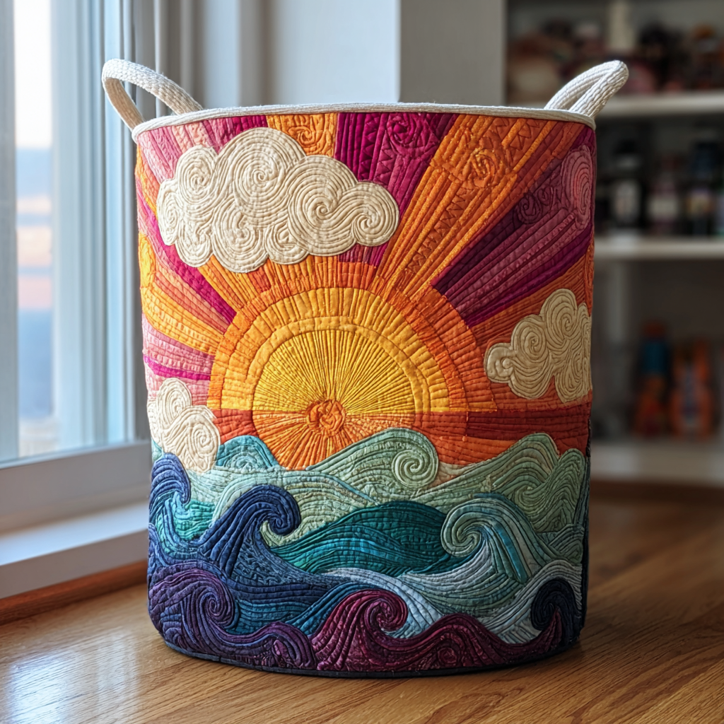Quilted laundry basket with floral pattern NCU0PVL371