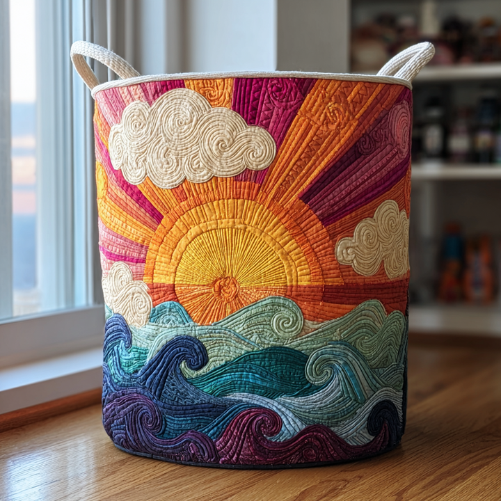Quilted laundry basket with floral pattern NCU0PVL371