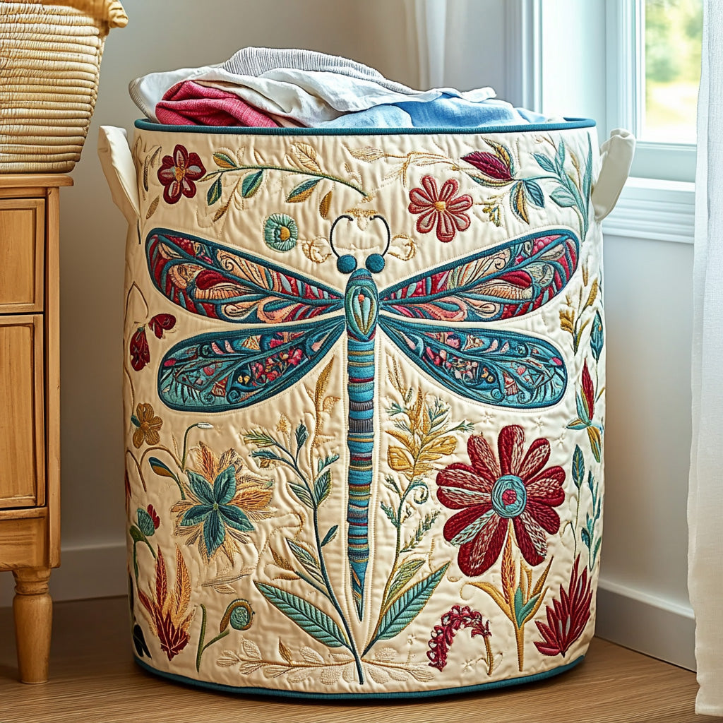 Quilted laundry basket with floral pattern NCU0PVL585