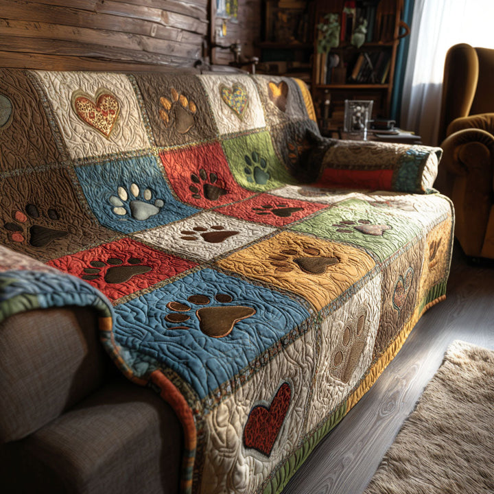 Quilted sofa cover with paw and meadow NCU0PT10889