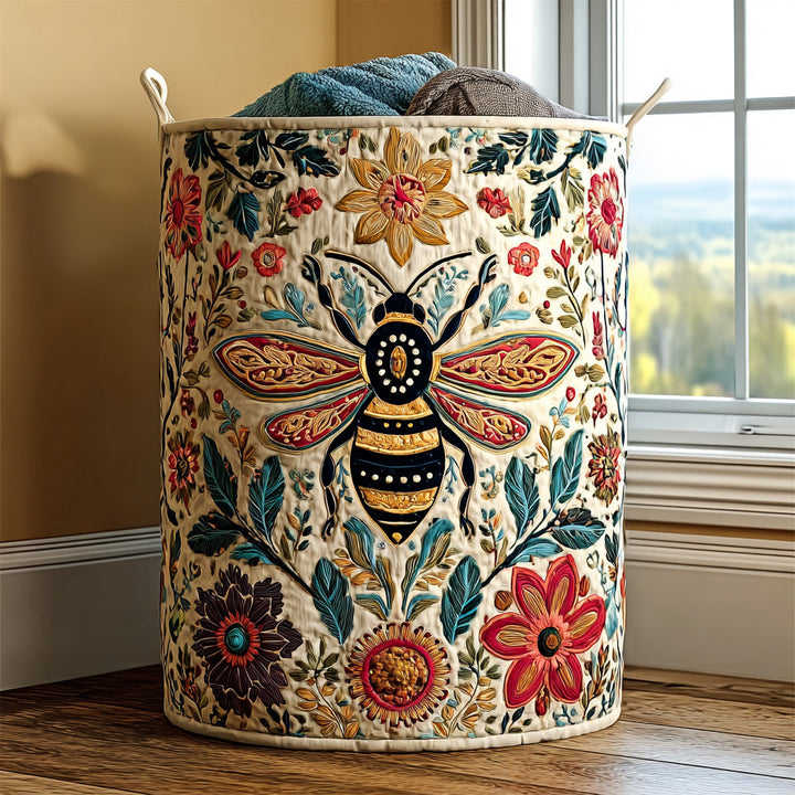 Quilted laundry basket with floral pattern NCU0PVL643