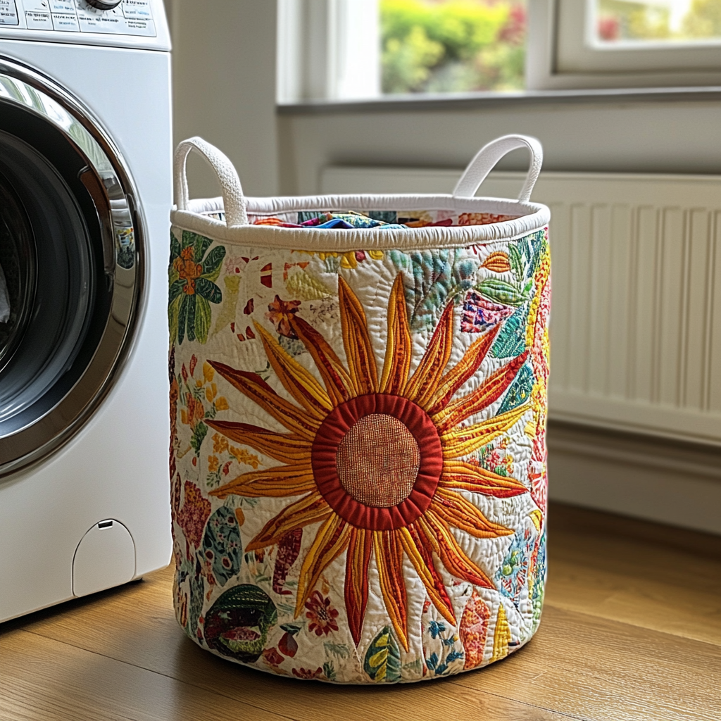 Quilted laundry basket with floral pattern NCU0PVL366