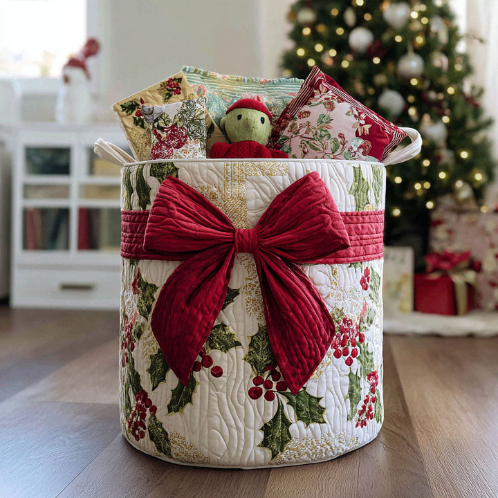 Quilted laundry basket with Christmas pattern NCU0QN032
