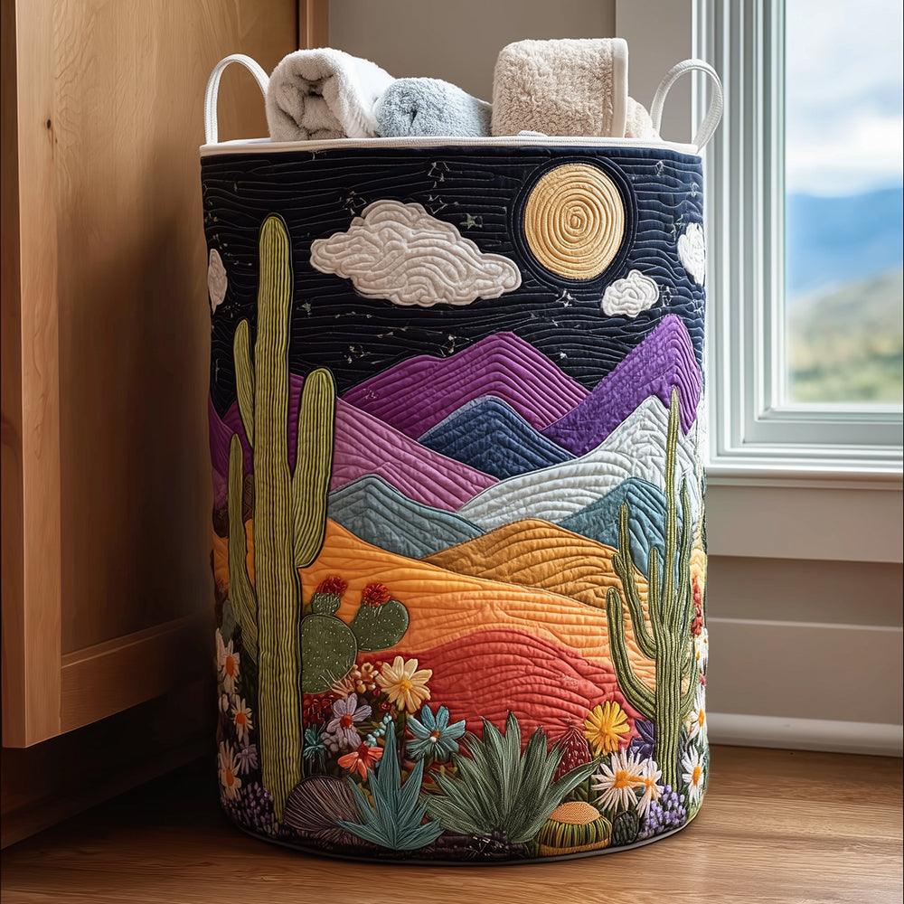 Quilted laundry basket with nighttime pattern NCU0TH2974