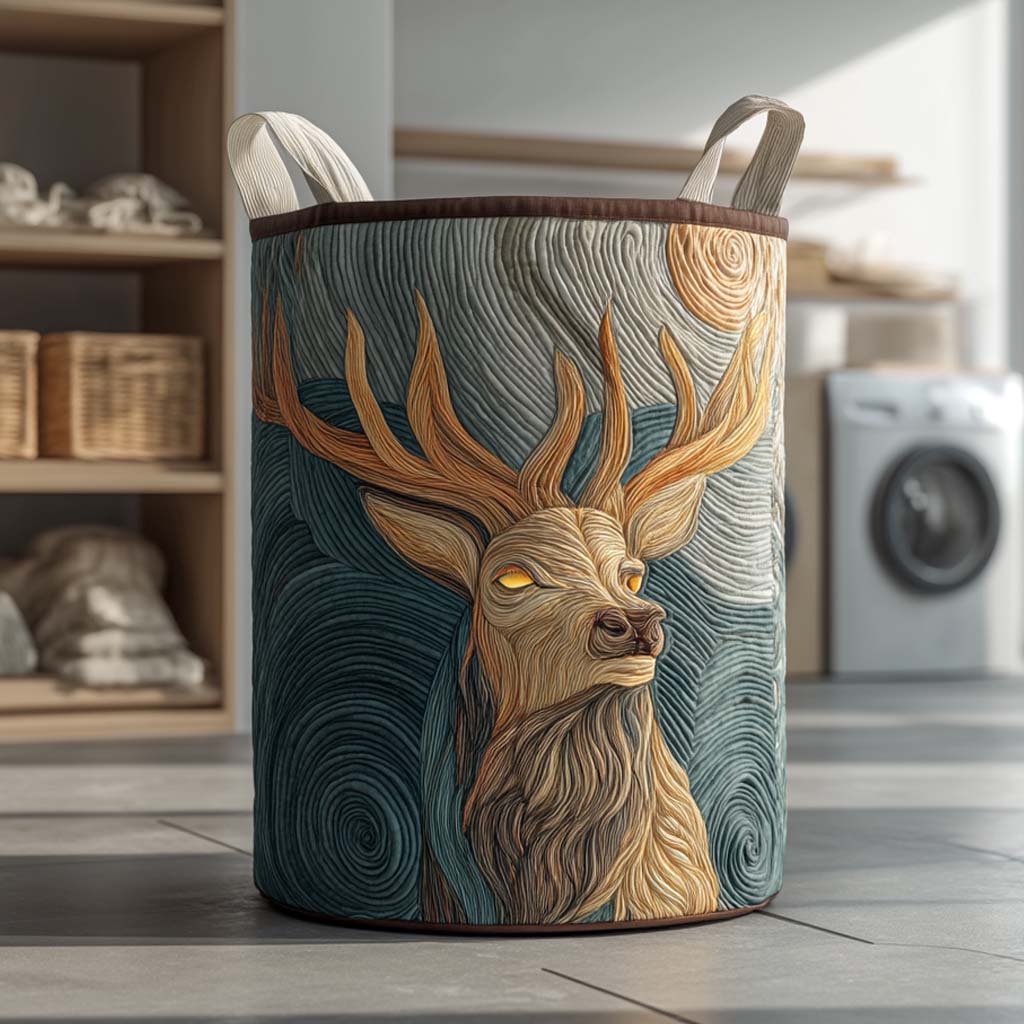 Quilted laundry basket with deer NCU0QN047