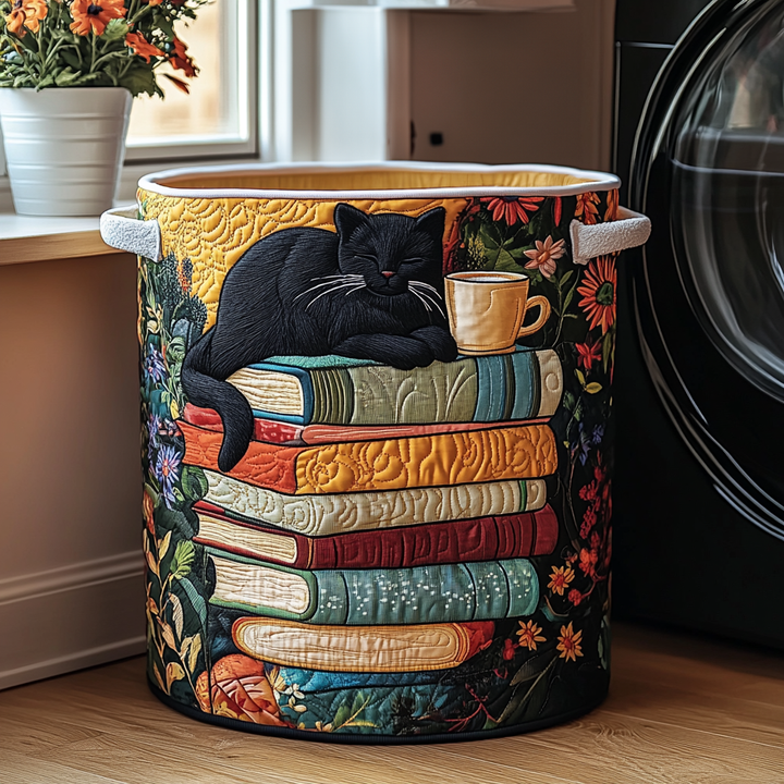 Quilted laundry basket with cats NCU0DDK608