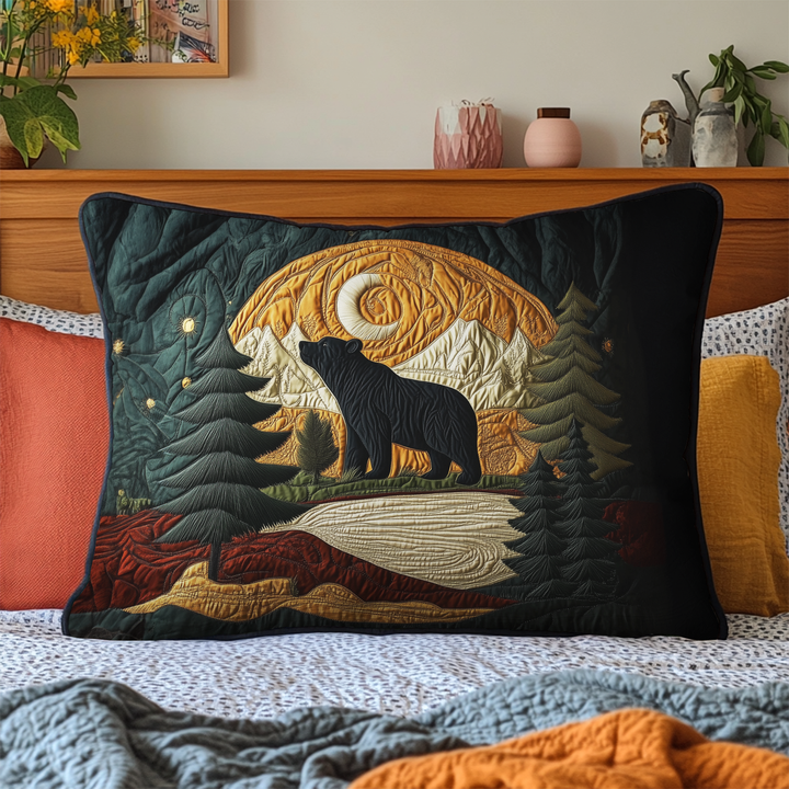Quilted pillow cover with mountain bear NCU0DK9826