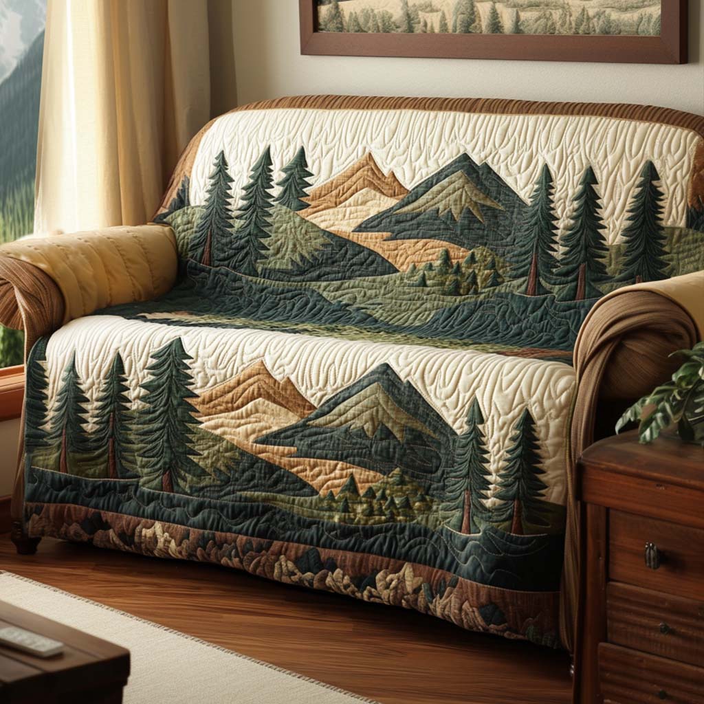 Quilted Sofa Cover with Mountain Landscape NCU0NT10666