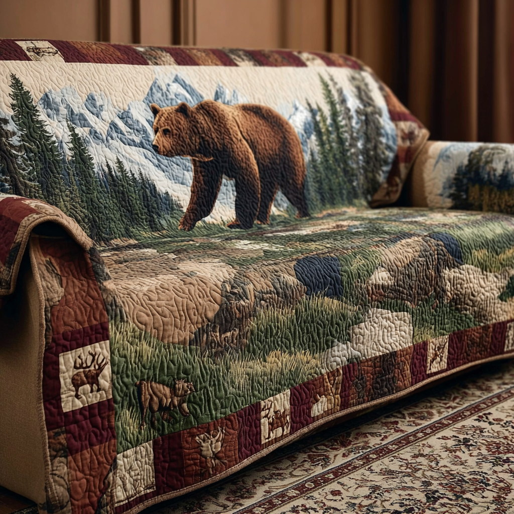 Quilted Sofa Cover with Bear NCU0VT335