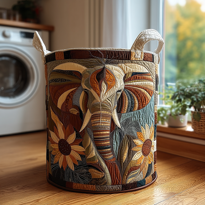 Quilted laundry basket with elephant NCU0DDK614