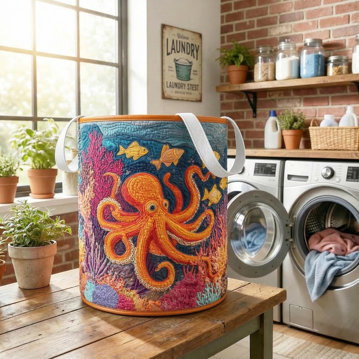 Quilted laundry basket with octopus NCU0NTD116