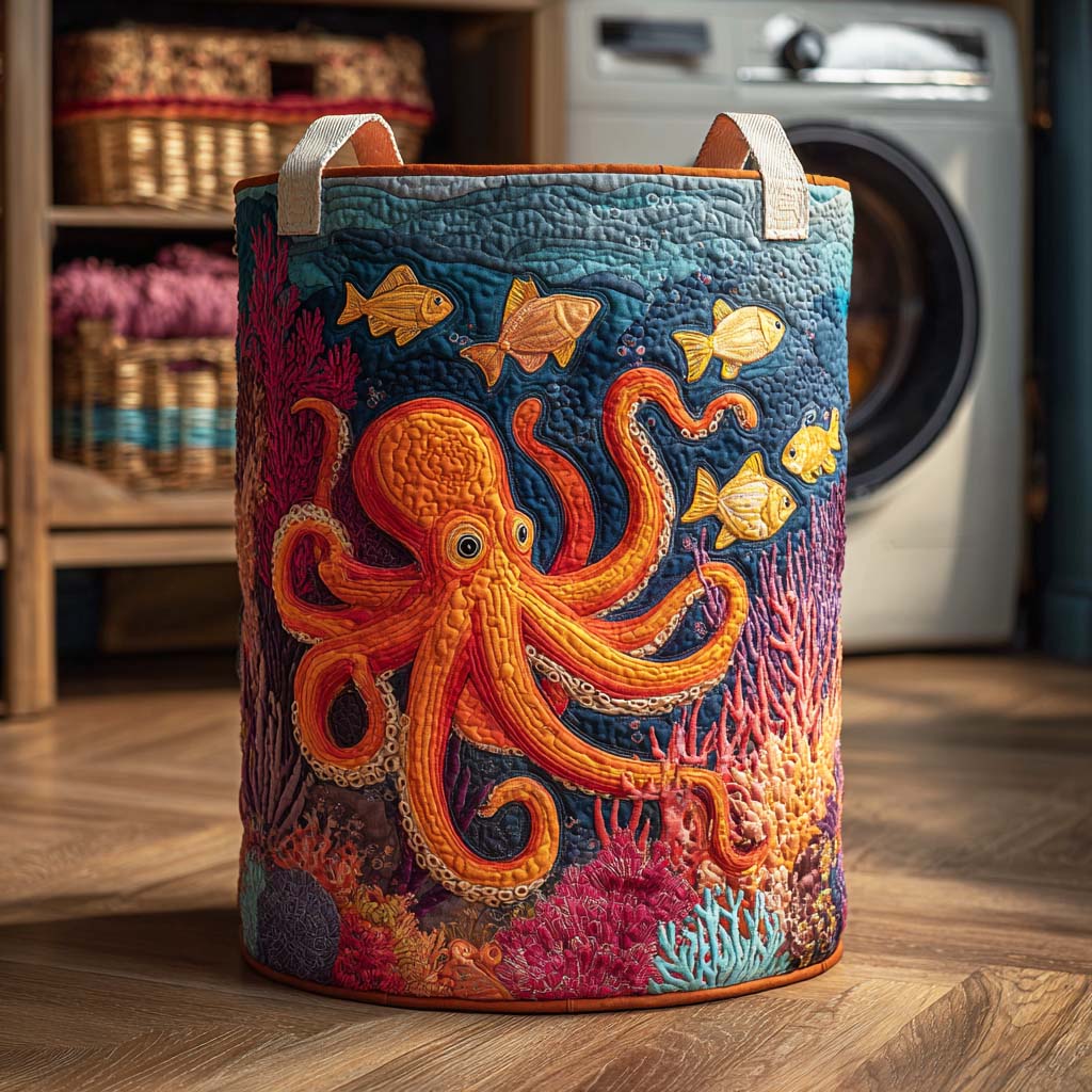 Quilted laundry basket with marine pattern NCU0QN043