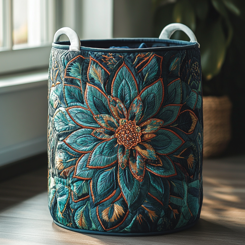 Quilted laundry basket with floral pattern NCU0DDK792