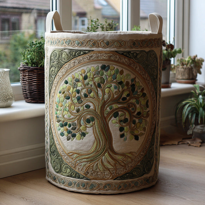 Quilted laundry basket with natural landscape NCU0QN023