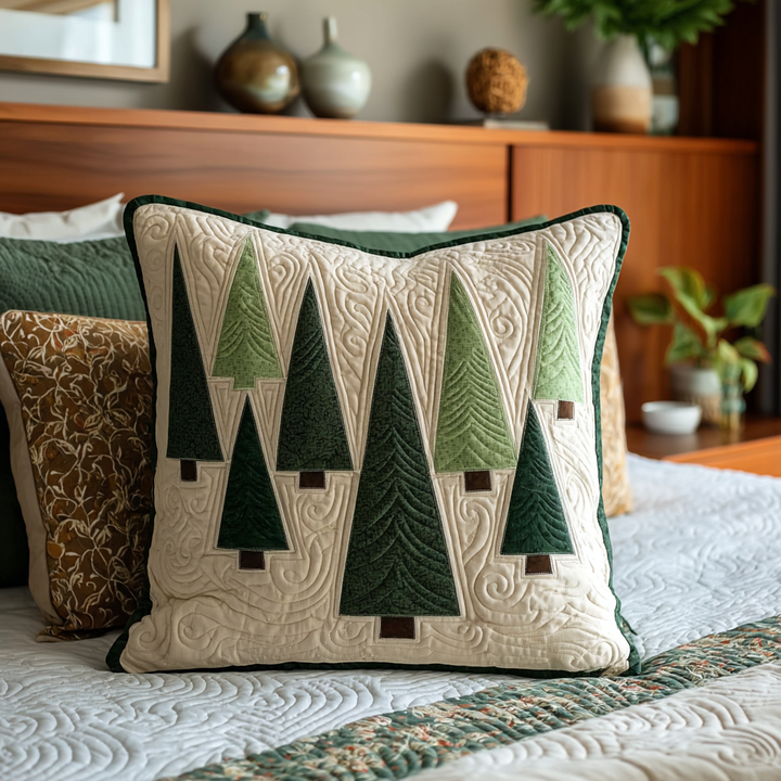 Quilted pillow cover with evergreen forest NCU0TV373