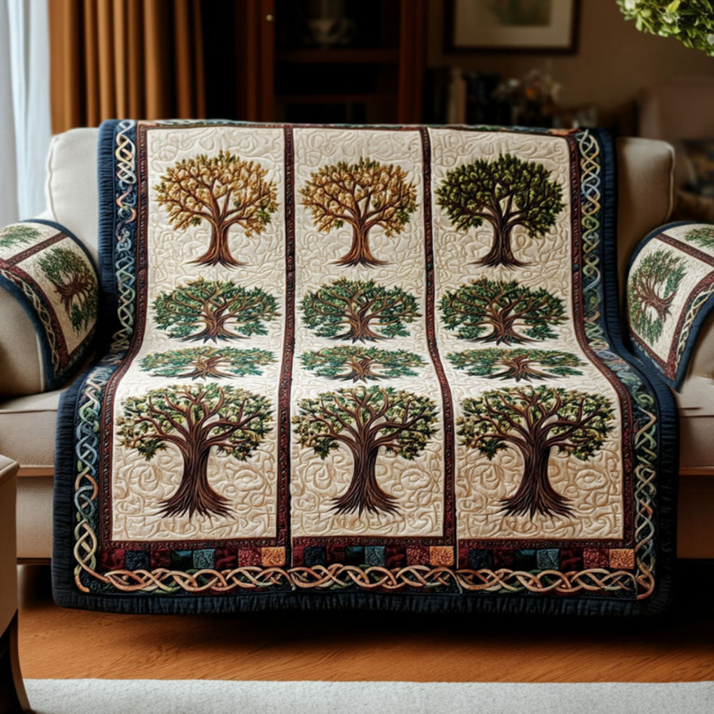 Quilted sofa cover with tree of life NCU0VT364