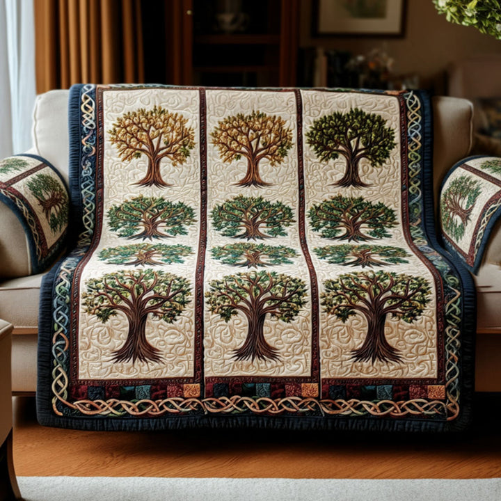 Quilted sofa cover with tree of life NCU0VT364