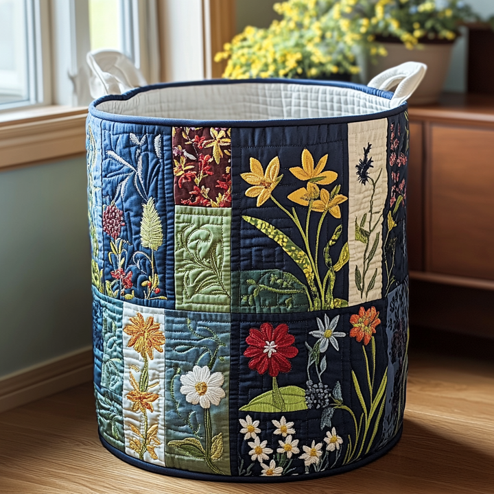 Quilted laundry basket with floral pattern NCU0DDK1076