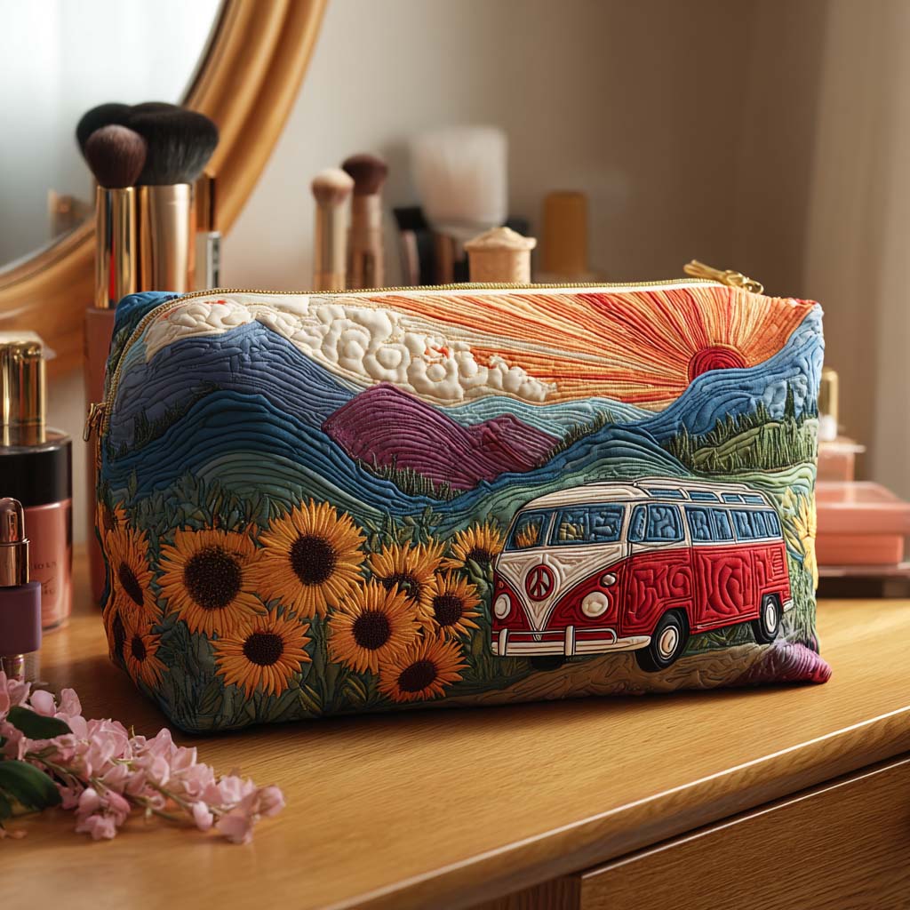 Quilted beauty case with nature travel design NCU0PT9474