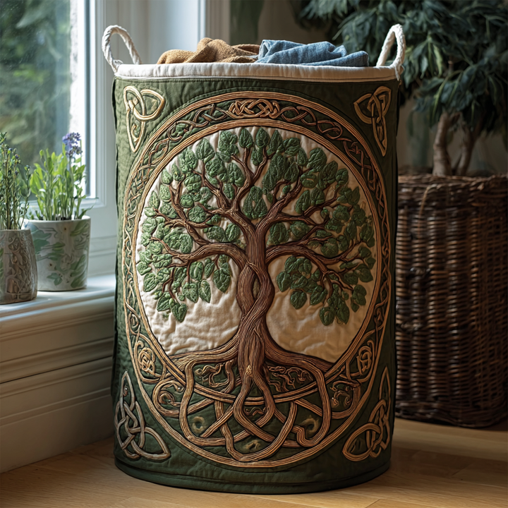 Quilted laundry basket with natural landscape NCU0QN057