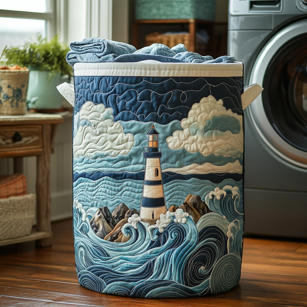 Quilted laundry basket with nautical pattern NCU0DV754