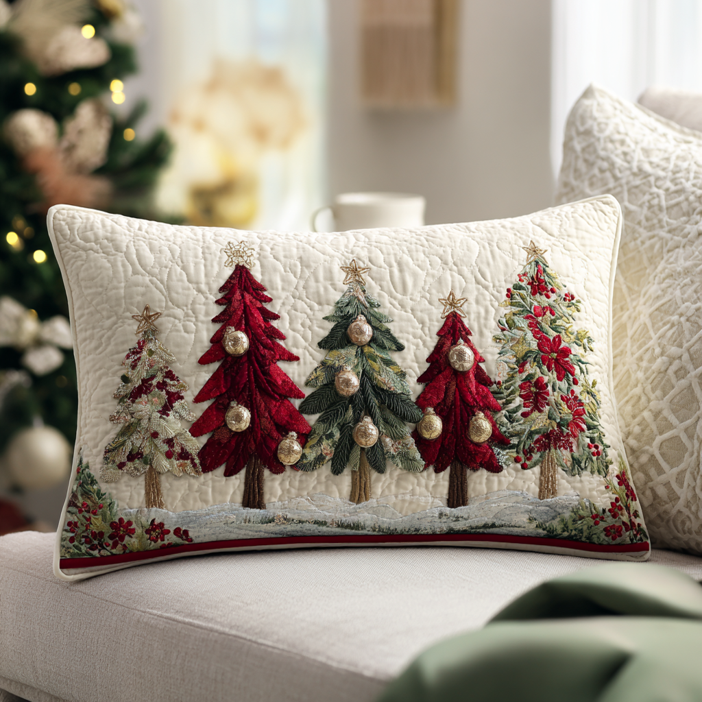 Quilted cushion cover with Christmas forest NCU0DV7566