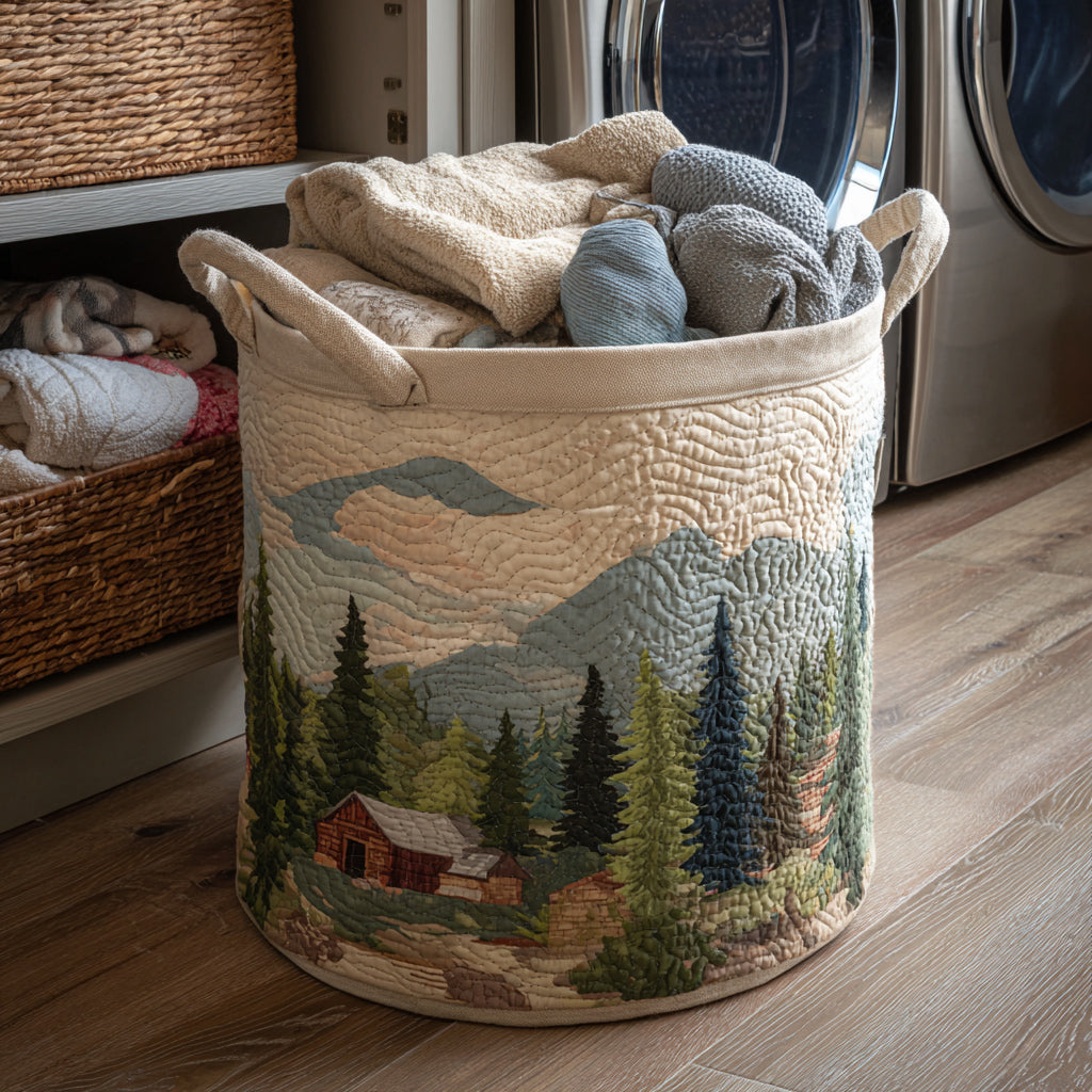 Quilted laundry basket with oak leaves NCU0HNH247