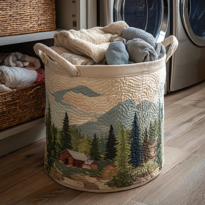Quilted laundry basket with oak leaves NCU0HNH247