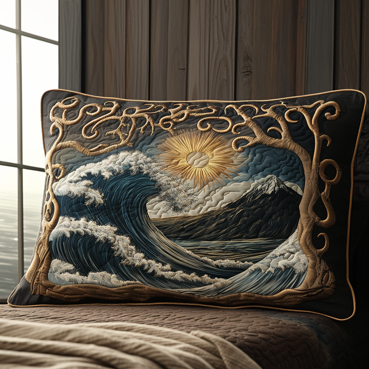 Quilted cushion cover with ocean waves NCU0DV5663