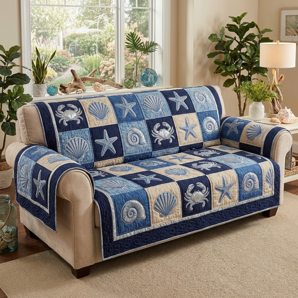 Quilted sofa cover with seaside charm NCU0DV9509