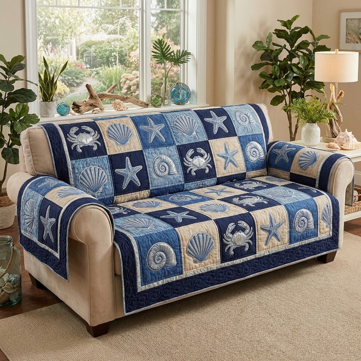 Quilted sofa cover with seaside charm NCU0DV9509
