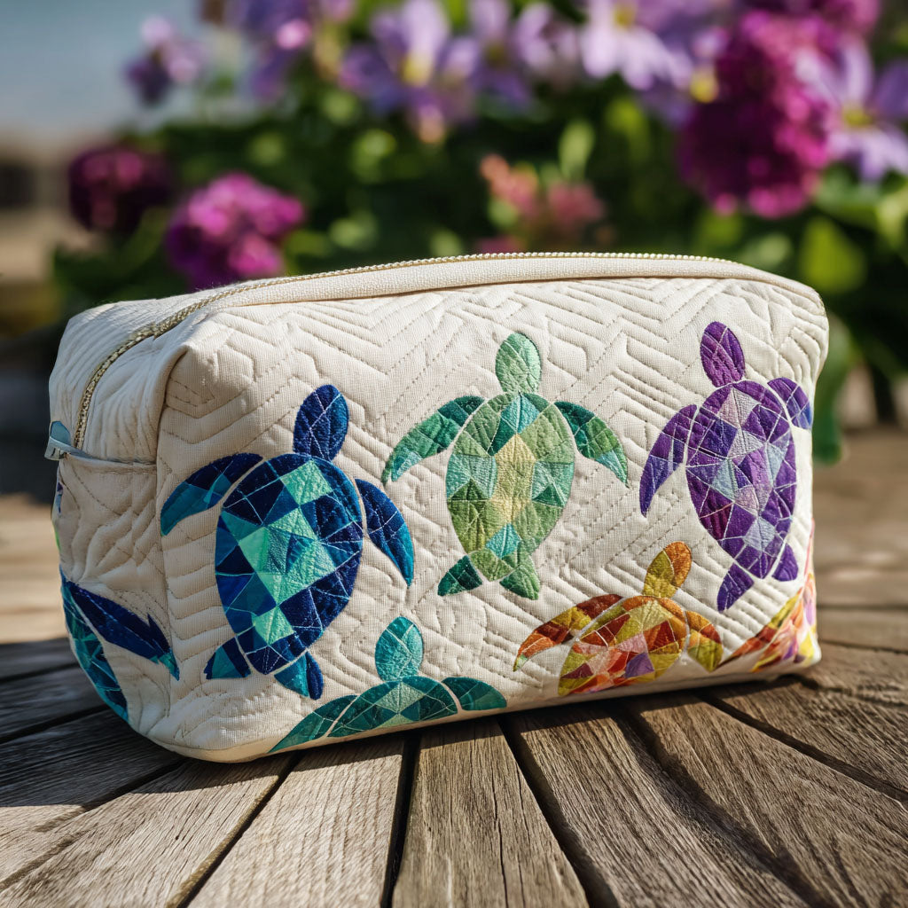 Quilted beauty case with marine waves NCU0PT9266