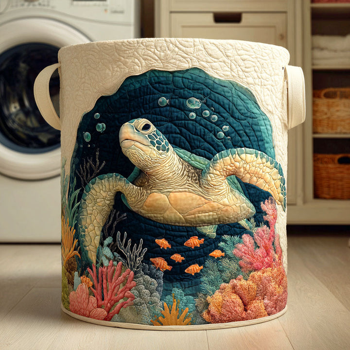 Quilted laundry basket with marine pattern NCU0QN043
