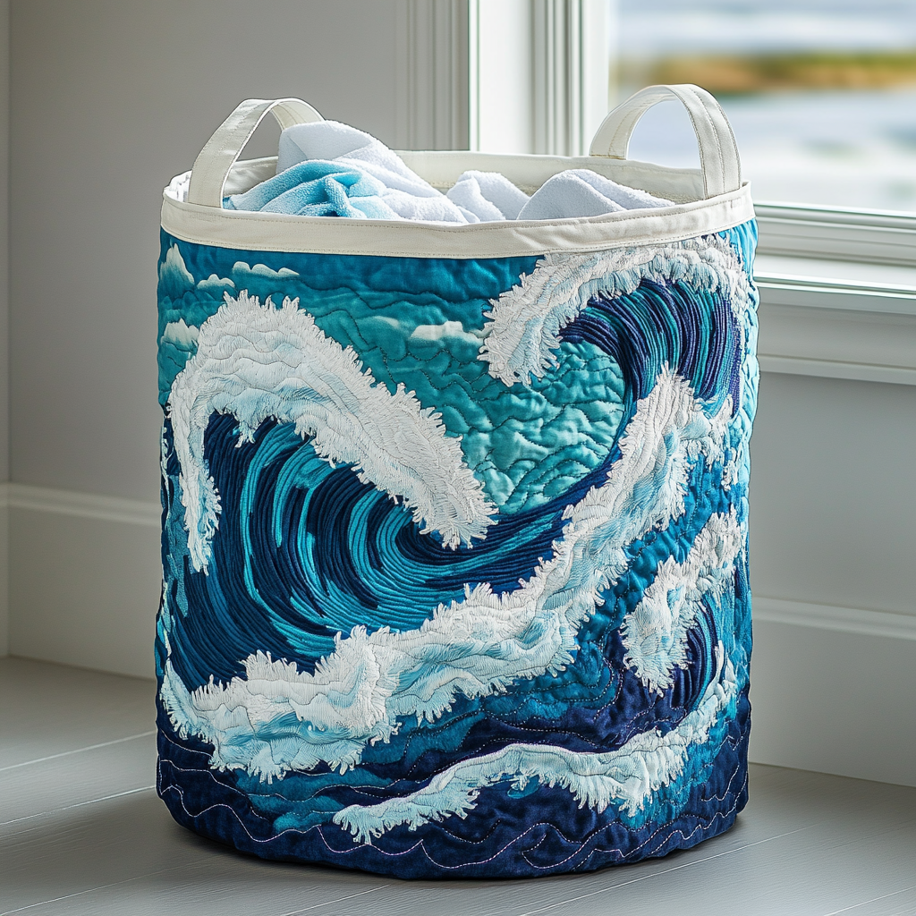 Quilted laundry basket with marine pattern NCU0DDK862