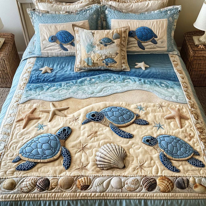 3-Piece Quilted Cover Set - Sea Turtles