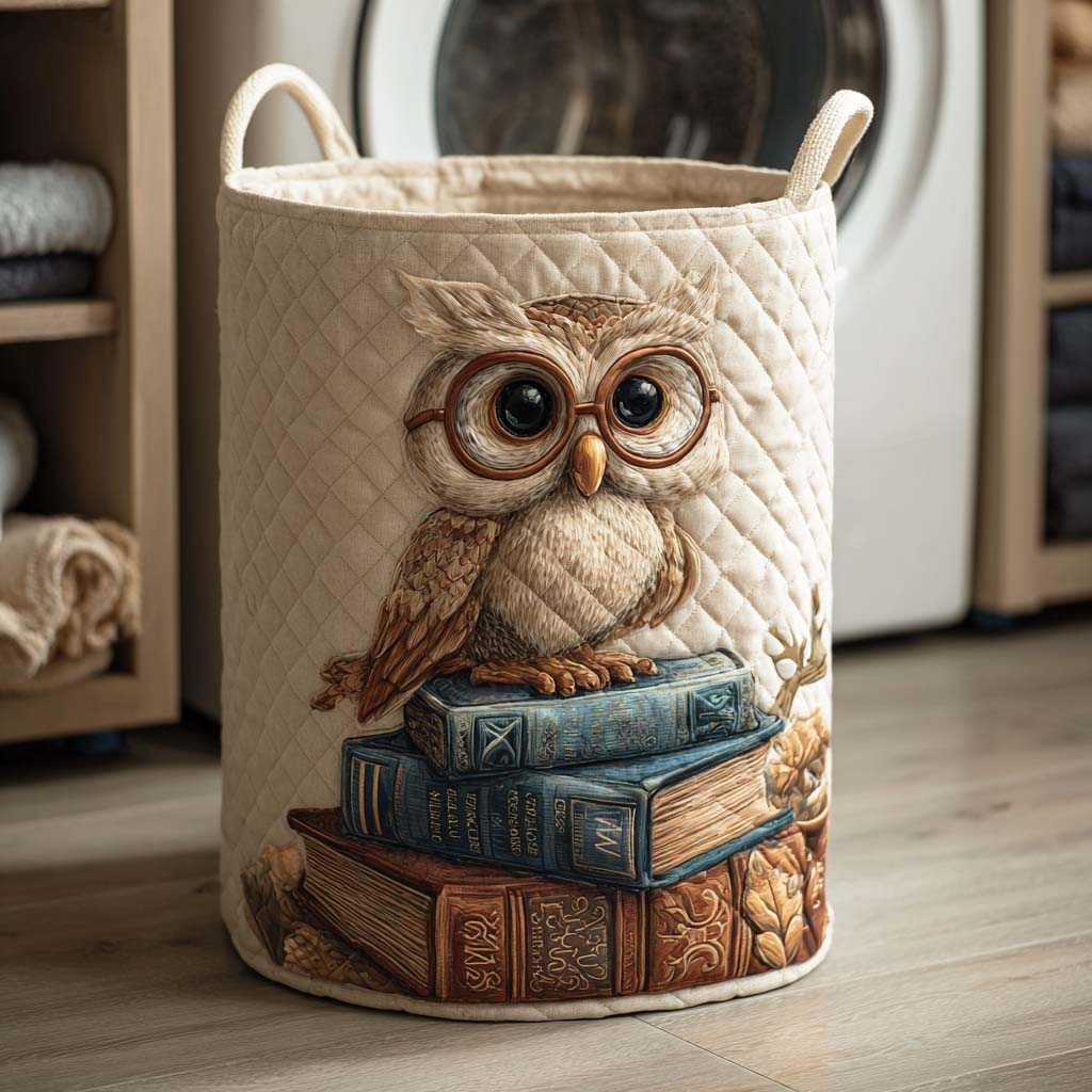 Quilted laundry basket with owl NCU0NTD124