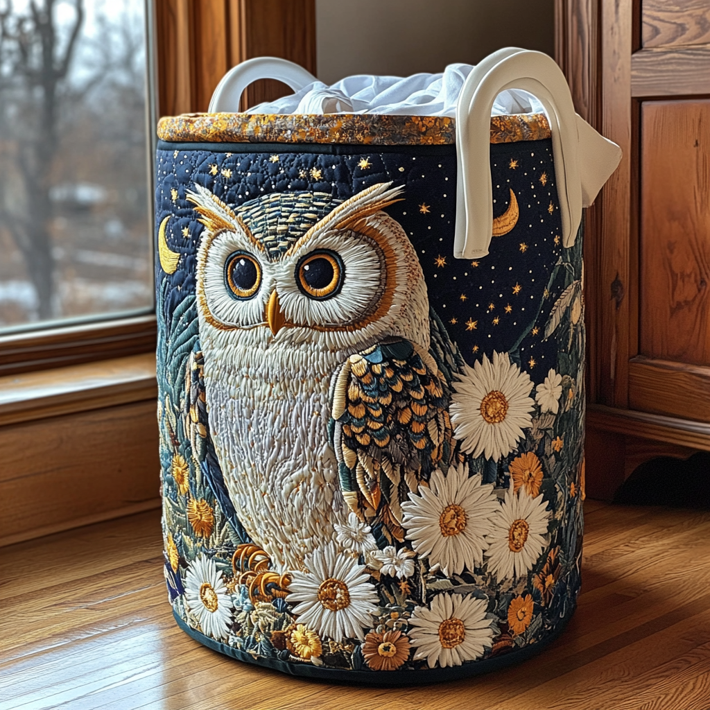 Quilted laundry basket with owl NCU0DDK724