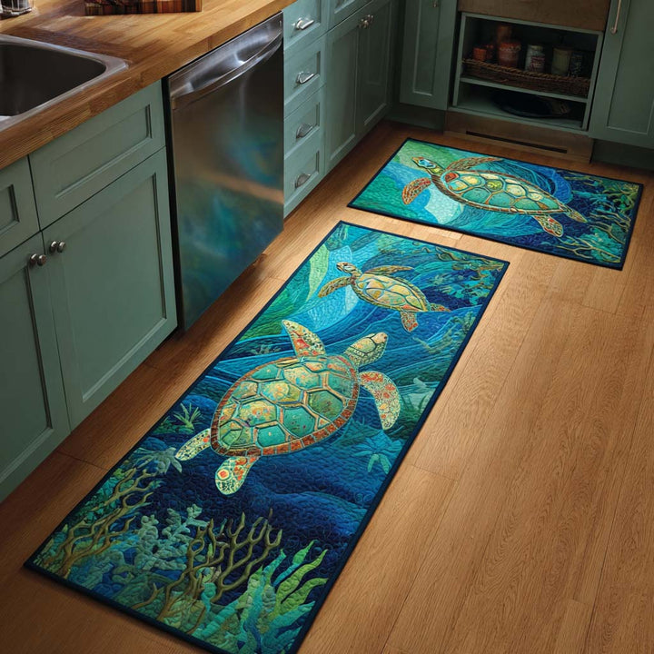 Non-slip kitchen rug with oceanic atmosphere NCU0NT11132